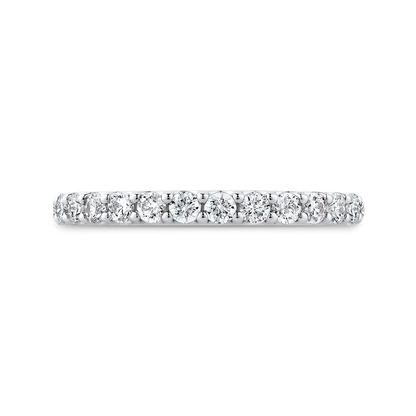 Round Diamond Half-Eternity Wedding Band in 14K White Gold