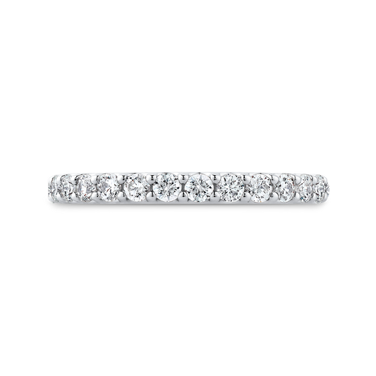 Round Diamond Half-Eternity Wedding Band in 14K White Gold