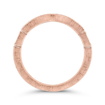 Round and Baguette Cut Diamond Wedding Band in 14K Rose Gold