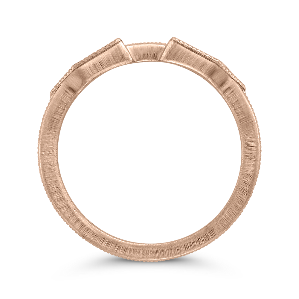 Round and Baguette Cut Diamond Wedding Band in 14K Rose Gold