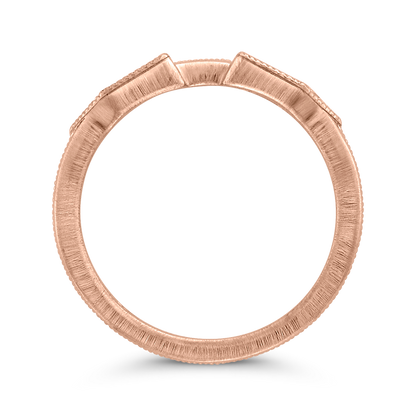 Round and Baguette Cut Diamond Wedding Band in 14K Rose Gold