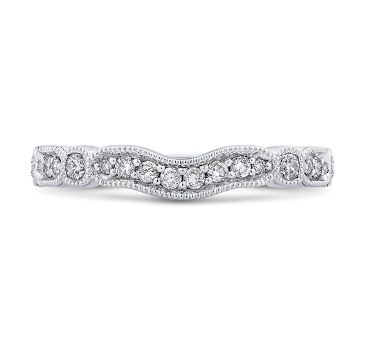 Round Diamond Half-Eternity Wedding Band in 14K White Gold