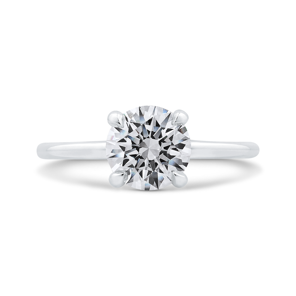 14K White Gold Round Cut Diamond Classic Engagement Ring (Semi-Mount)