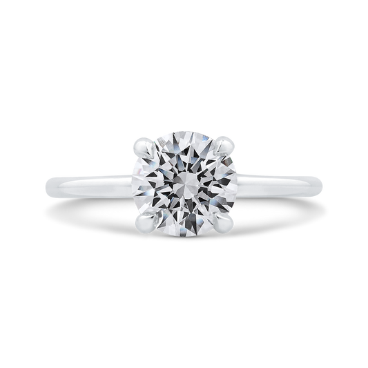 14K White Gold Round Cut Diamond Classic Engagement Ring (Semi-Mount)