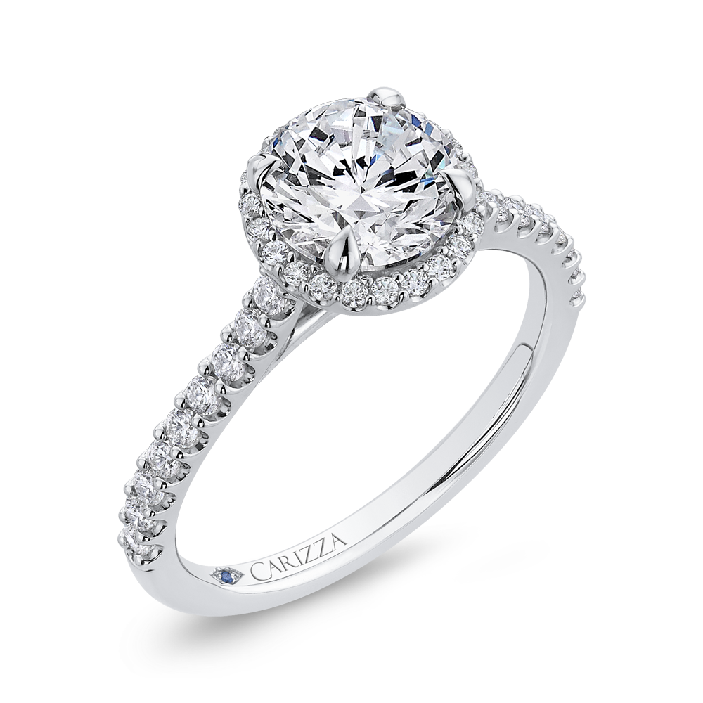 Diamond Classic Halo Engagement Ring in 14K White Gold (Semi-Mount)