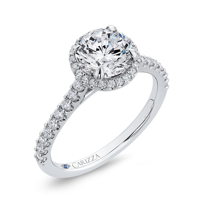 Diamond Classic Halo Engagement Ring in 14K White Gold (Semi-Mount)