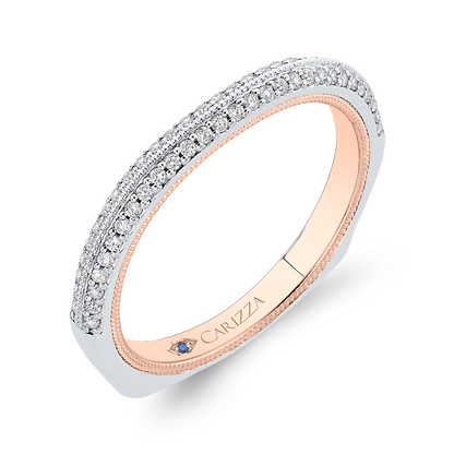 Diamond Half-Eternity Wedding Band in 14K Two Tone Gold