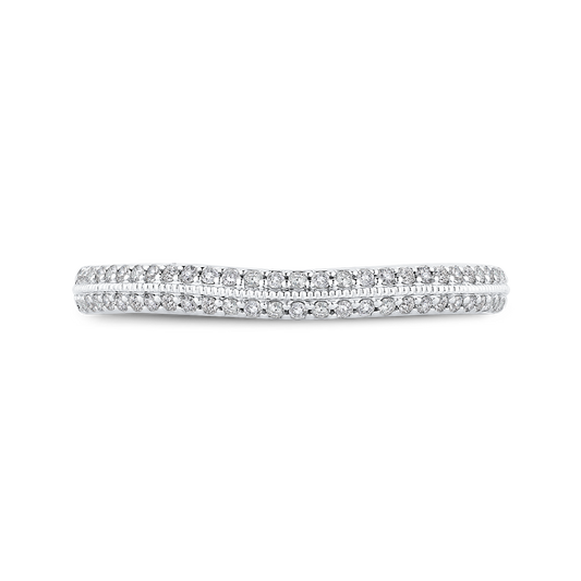 Diamond Half-Eternity Wedding Band in 14K Two Tone Gold
