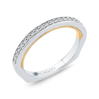 Round Diamond Half-Eternity Wedding Band in 14K Two Tone Gold