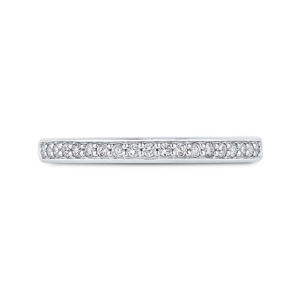 Round Diamond Half-Eternity Wedding Band in 14K Two Tone Gold