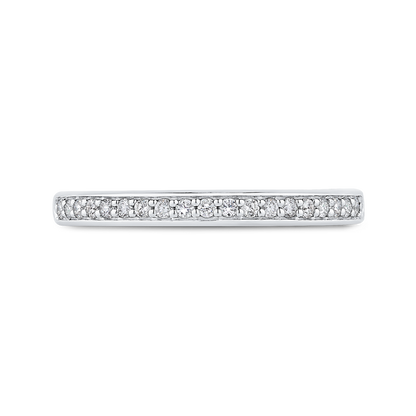 Round Diamond Half-Eternity Wedding Band in 14K Two Tone Gold