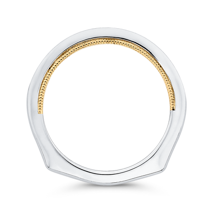 Round Diamond Half-Eternity Wedding Band in 14K Two Tone Gold