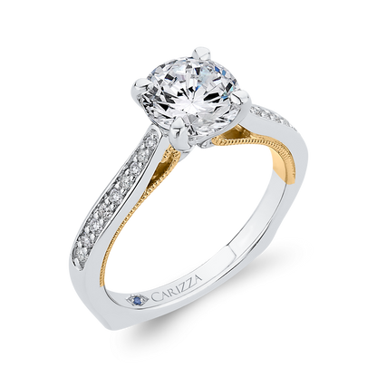 Diamond Engagement Ring in 14K Two Tone Gold (Semi-Mount)