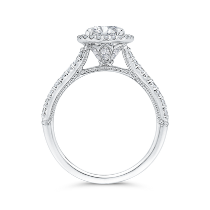 Round Diamond Halo Engagement Ring in 14K White Gold (Semi-Mount)