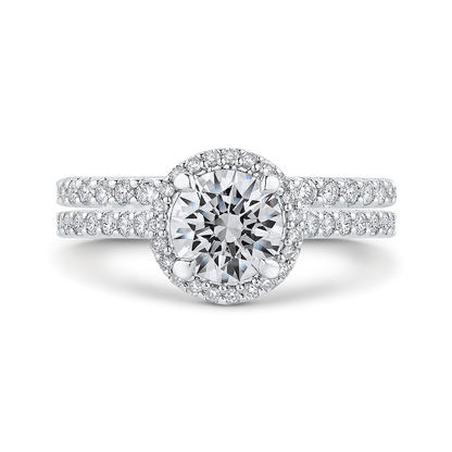 Round Diamond Halo Engagement Ring in 14K White Gold (Semi-Mount)