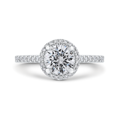 Round Diamond Halo Engagement Ring in 14K White Gold (Semi-Mount)