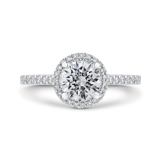 Round Diamond Halo Engagement Ring in 14K White Gold (Semi-Mount)