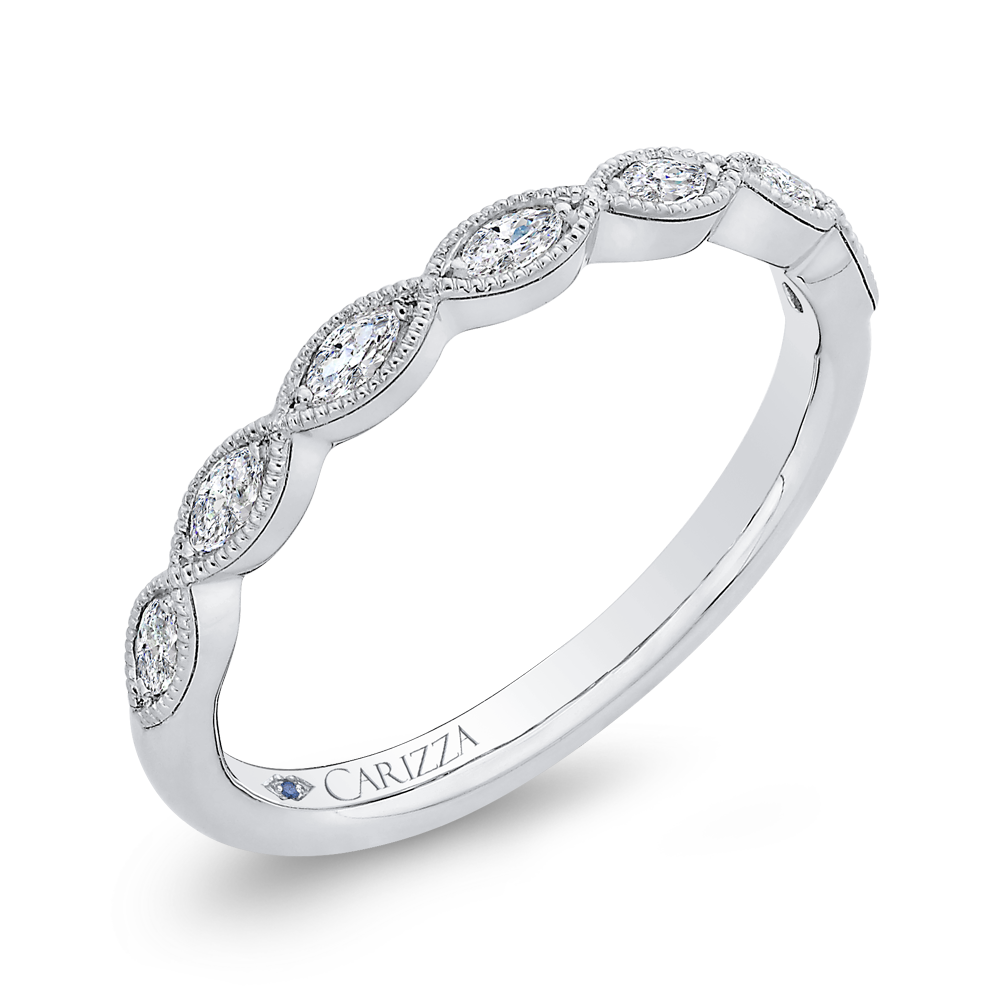 Marquise Cut Diamond Wedding Band in 14K White Gold