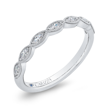 Marquise Cut Diamond Wedding Band in 14K White Gold
