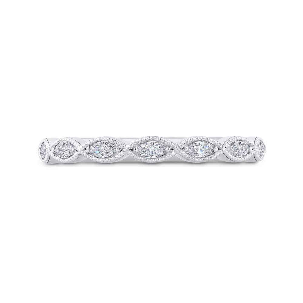Marquise Cut Diamond Wedding Band in 14K White Gold