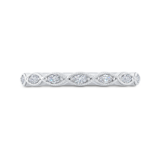 Marquise Cut Diamond Wedding Band in 14K White Gold