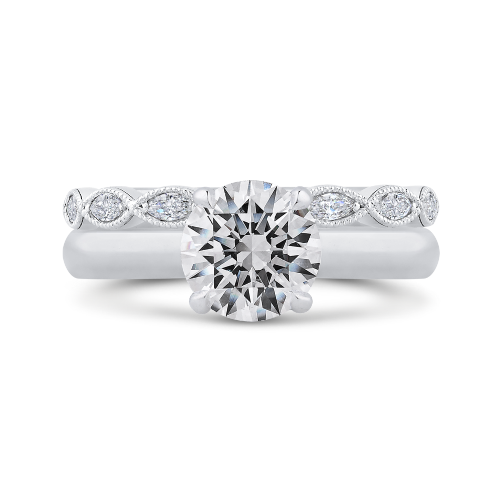 Round Diamond Engagement Ring in 14K White Gold (Semi-Mount)