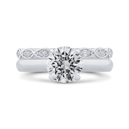 Round Diamond Engagement Ring in 14K White Gold (Semi-Mount)