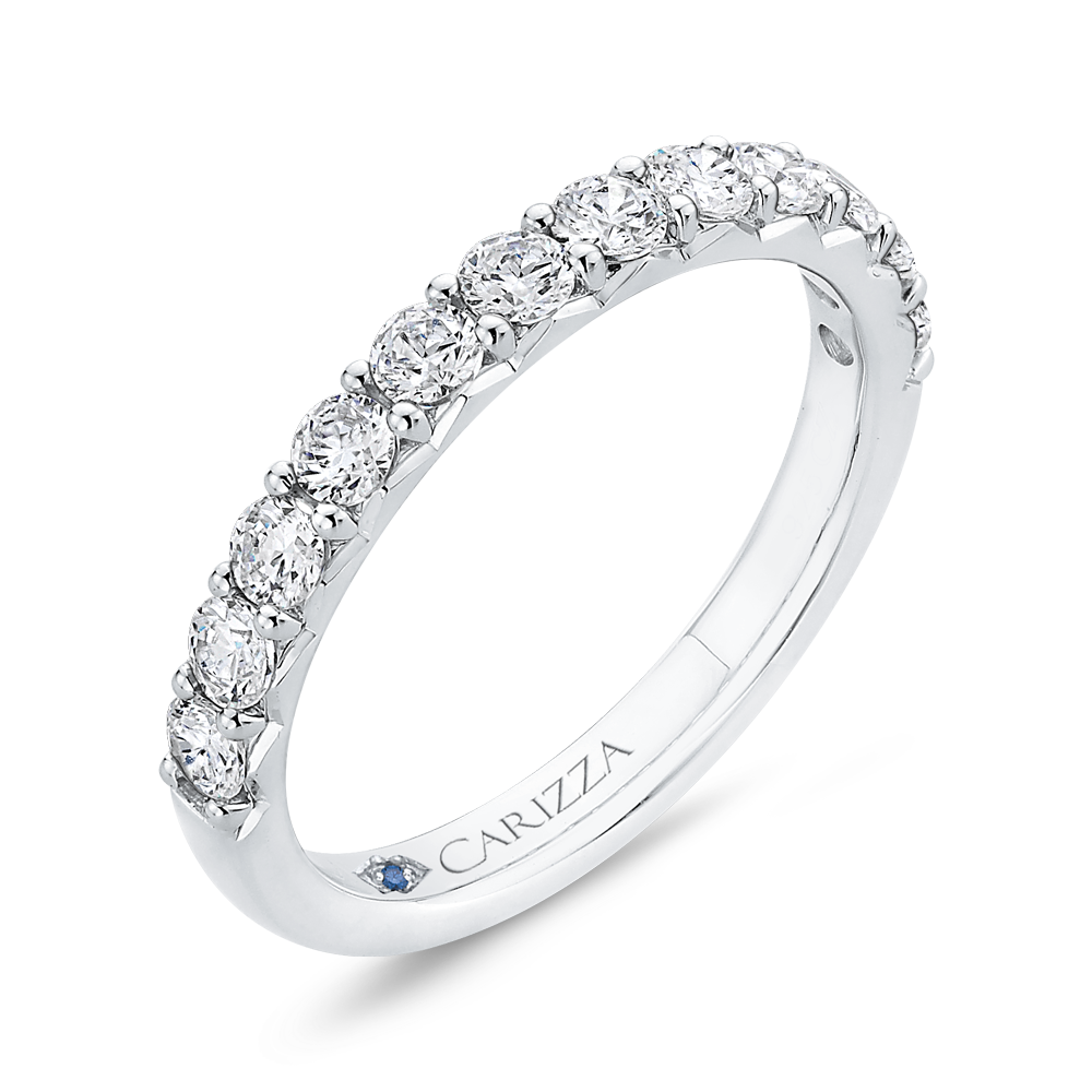 Round Diamond Half-Eternity Wedding Band in 14K White Gold
