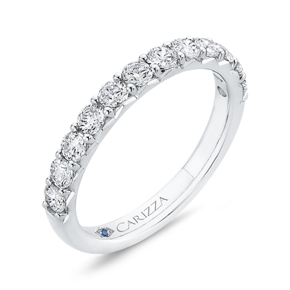 Round Diamond Half-Eternity Wedding Band in 14K White Gold