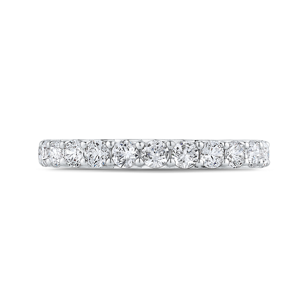 Round Diamond Half-Eternity Wedding Band in 14K White Gold