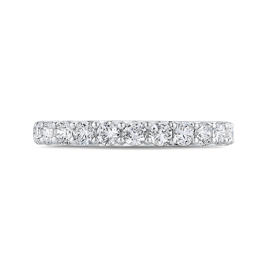 Round Diamond Half-Eternity Wedding Band in 14K White Gold