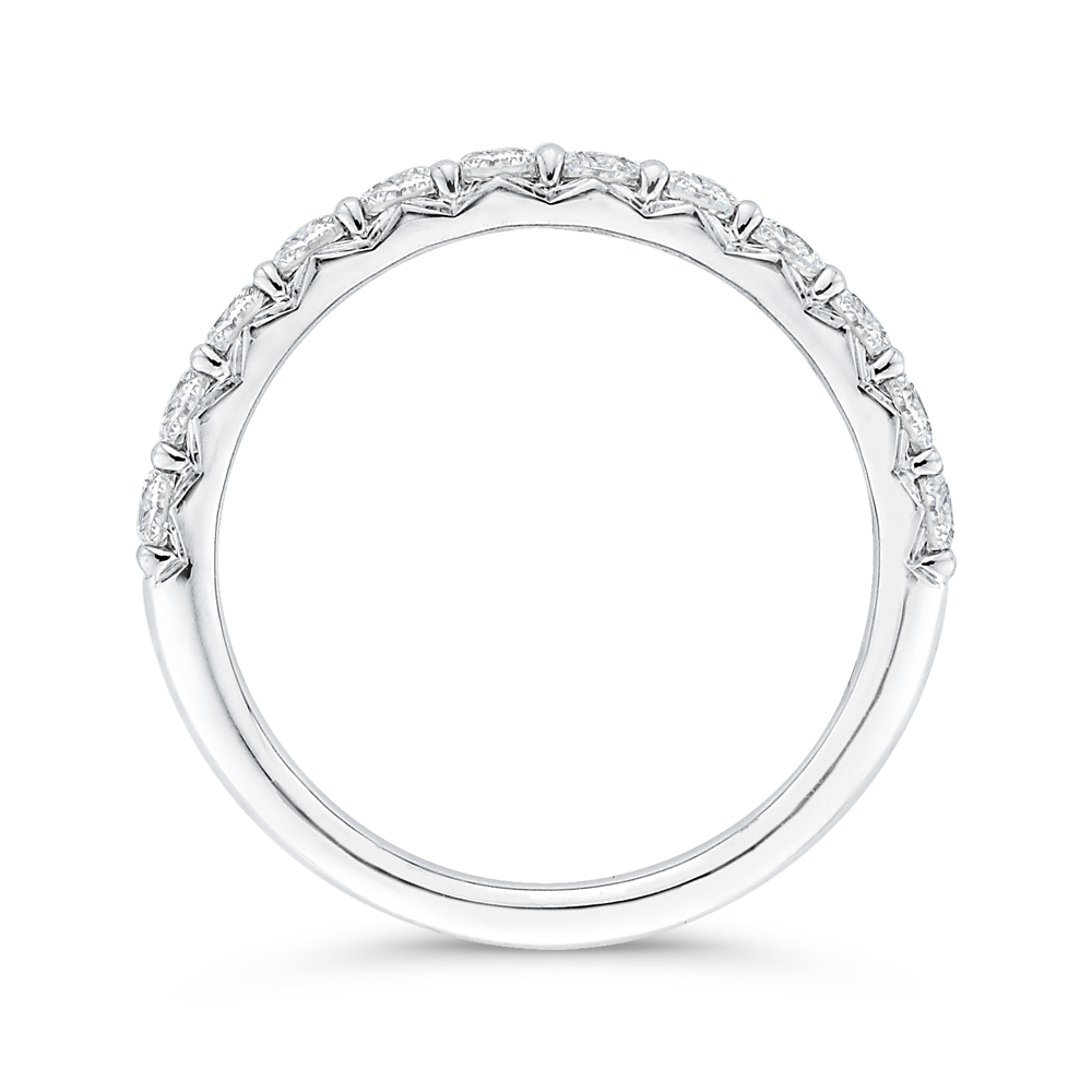 Round Diamond Half-Eternity Wedding Band in 14K White Gold