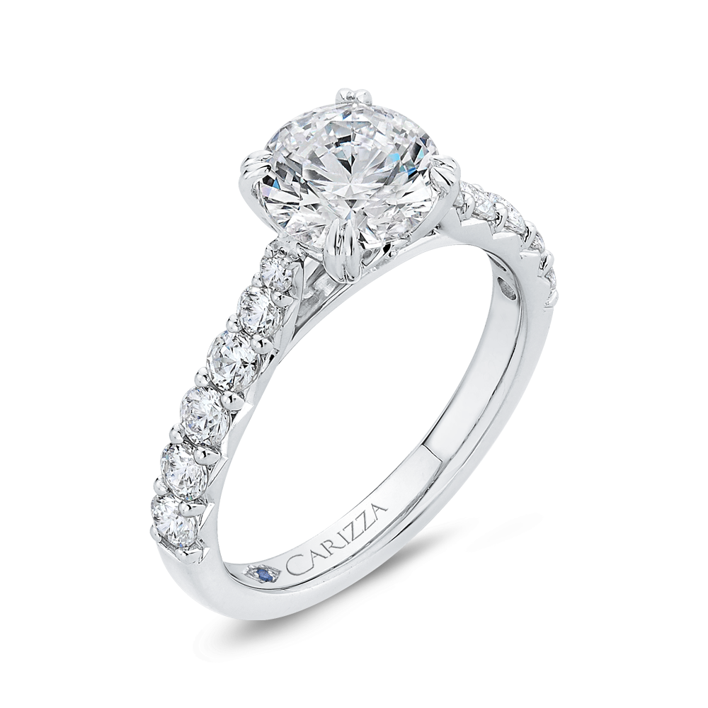 Round Diamond Engagement Ring In 14K White Gold (Semi-Mount)