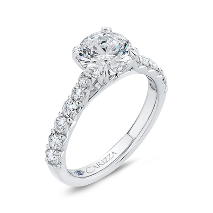 Round Diamond Engagement Ring In 14K White Gold (Semi-Mount)