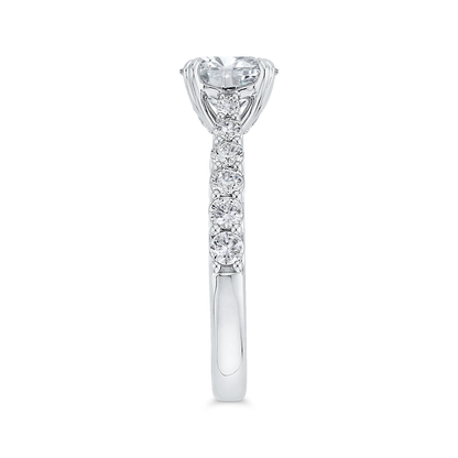 Round Diamond Engagement Ring In 14K White Gold (Semi-Mount)
