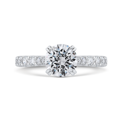 Round Diamond Engagement Ring In 14K White Gold (Semi-Mount)