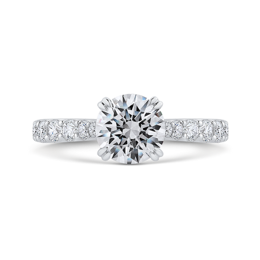 Round Diamond Engagement Ring In 14K White Gold (Semi-Mount)