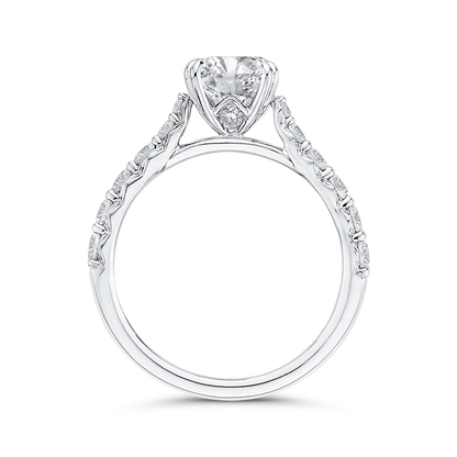 Round Diamond Engagement Ring In 14K White Gold (Semi-Mount)