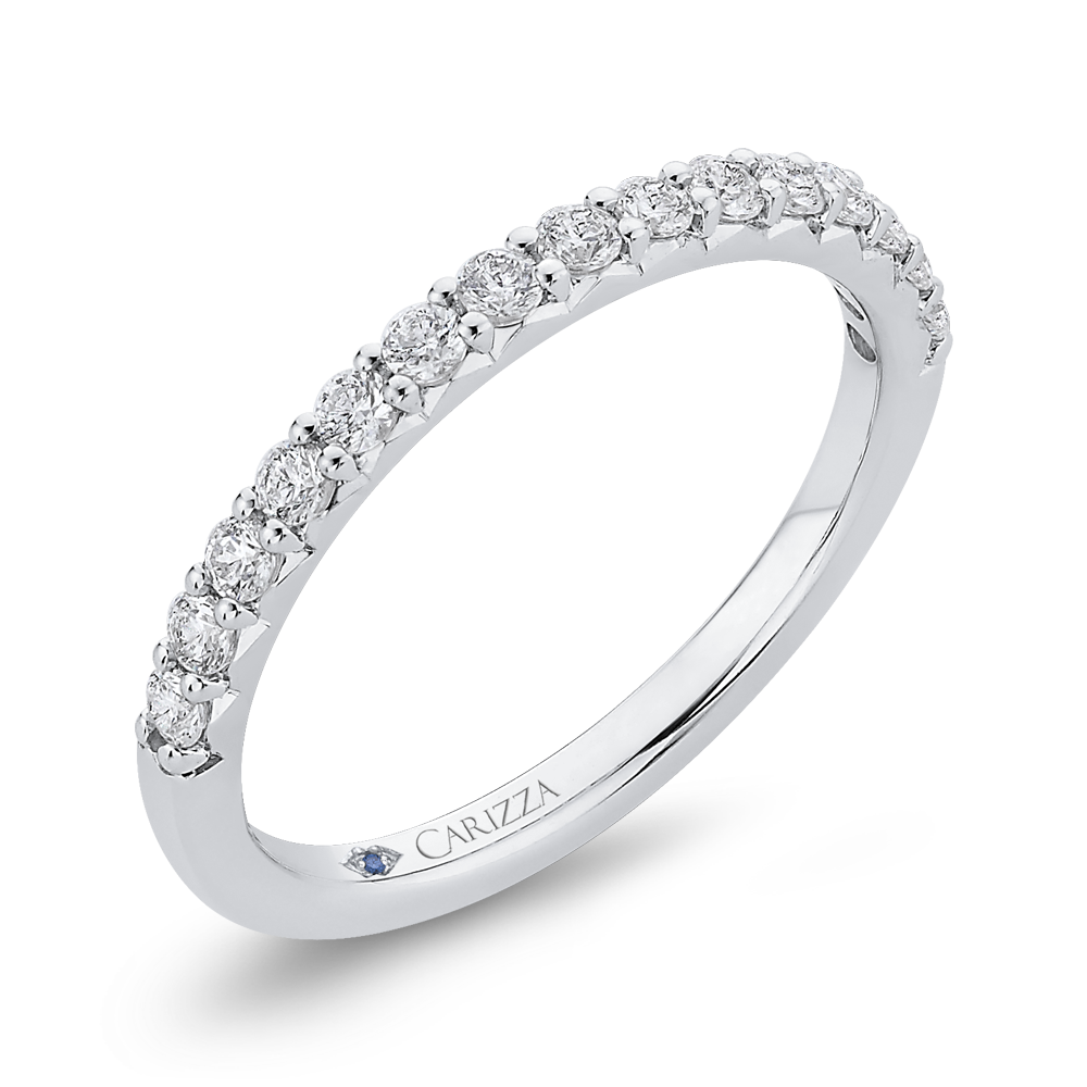 Round Diamond Half-Eternity Wedding Band in 14K White Gold