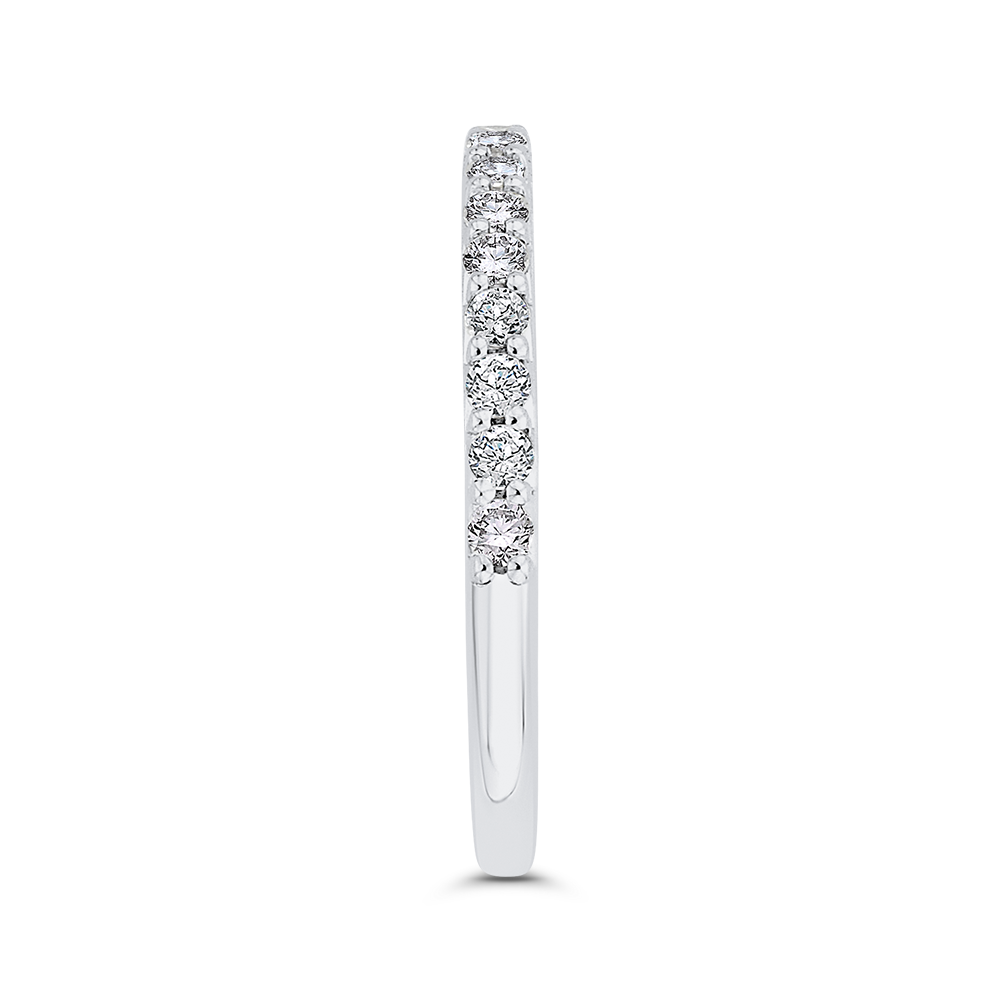 Round Diamond Half-Eternity Wedding Band in 14K White Gold