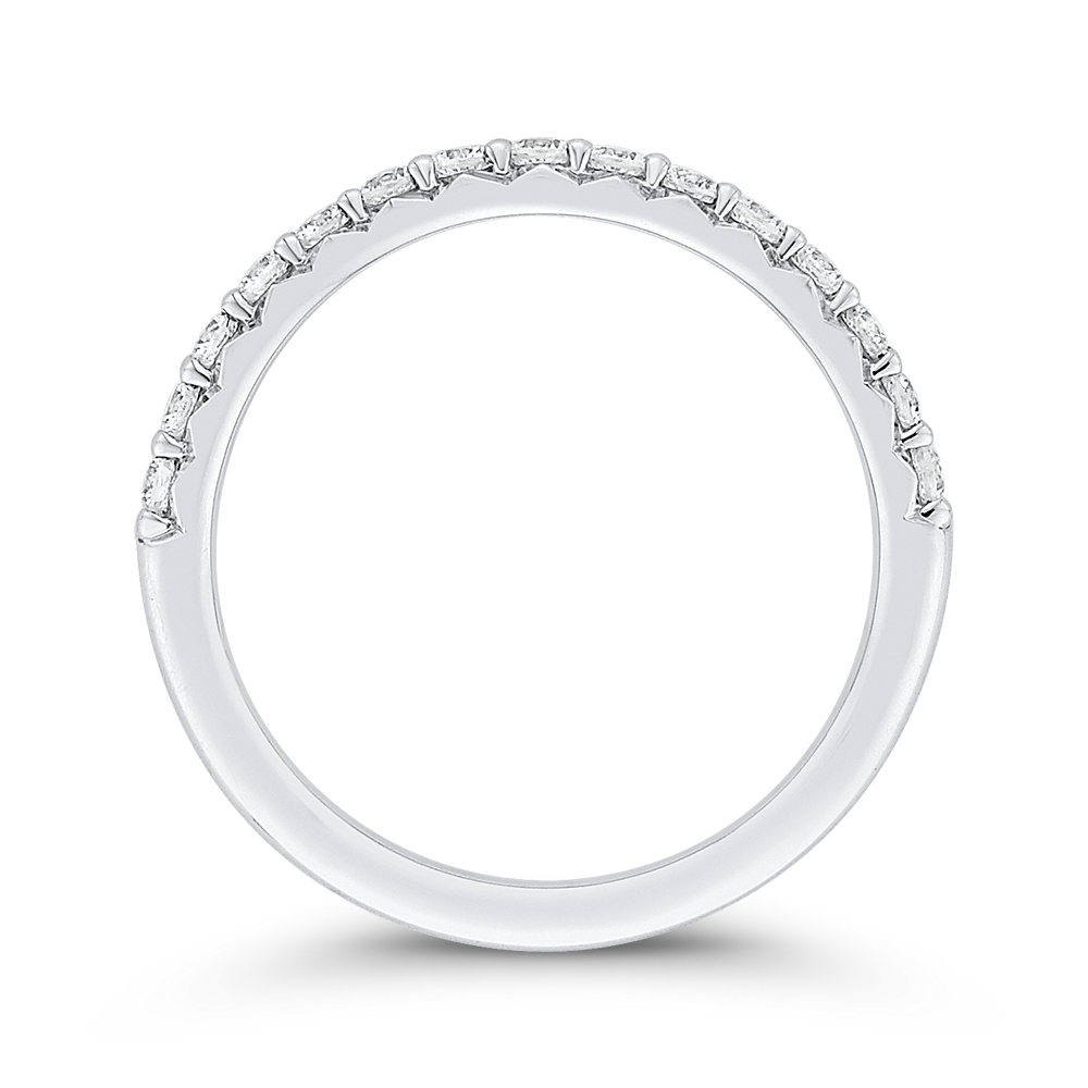 Round Diamond Half-Eternity Wedding Band in 14K White Gold