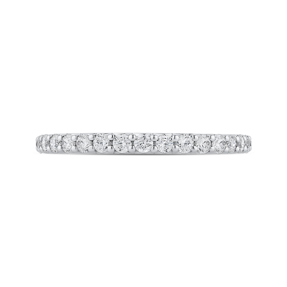 Round Diamond Half-Eternity Wedding Band in 14K White Gold