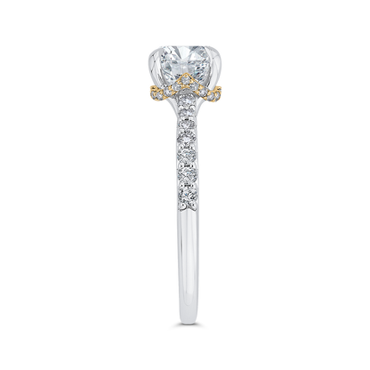 14K Two-Tone Gold Round Diamond Engagement Ring (Semi-Mount)