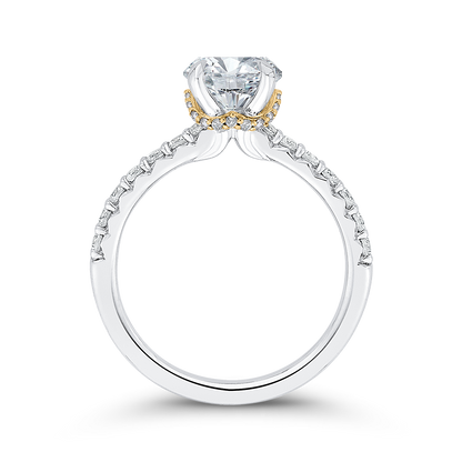 14K Two-Tone Gold Round Diamond Engagement Ring (Semi-Mount)