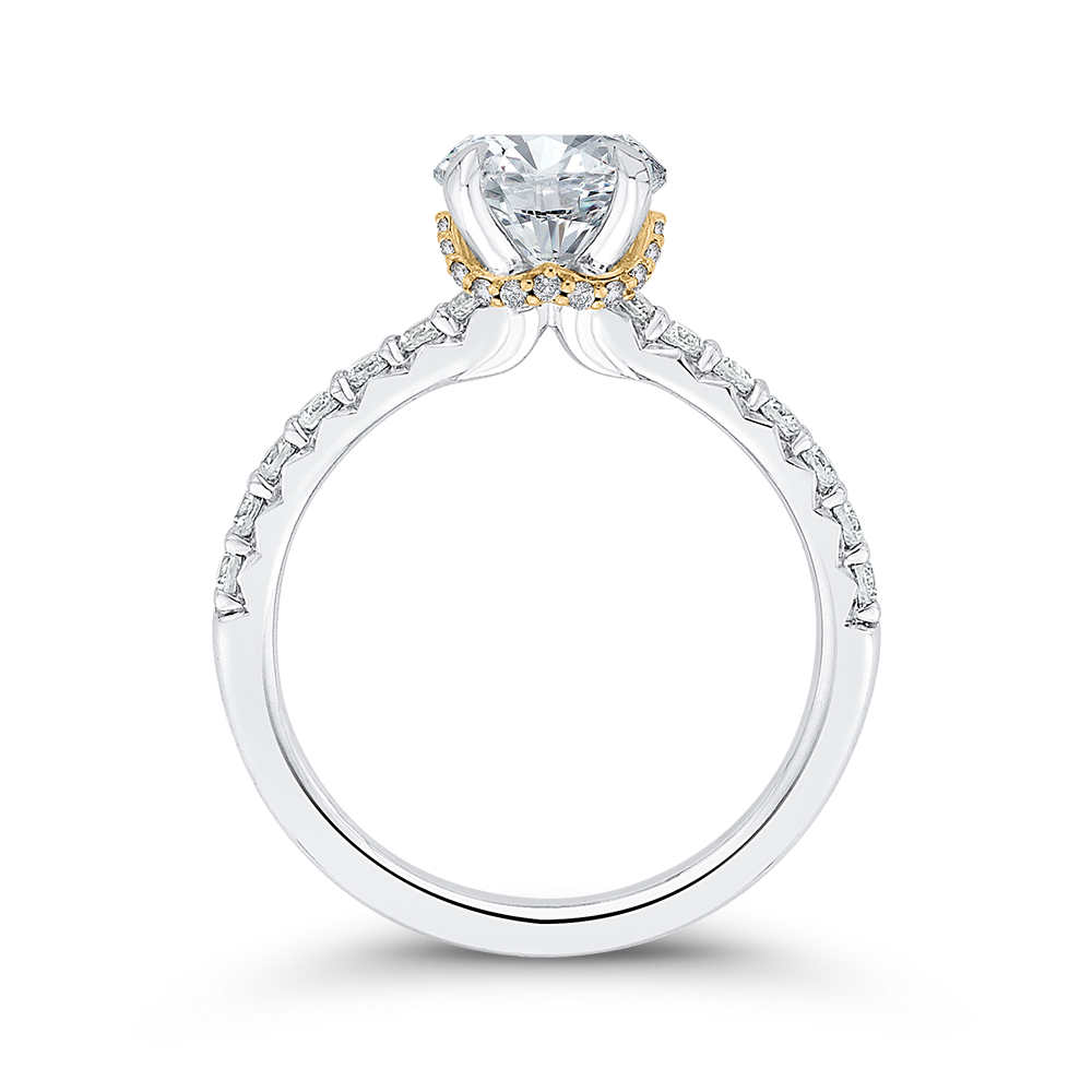 Round Diamond Engagement Ring in 14K Two Tone Gold (Semi-Mount)