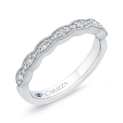 Round Diamond Half-Eternity Wedding Band in 14K White Gold