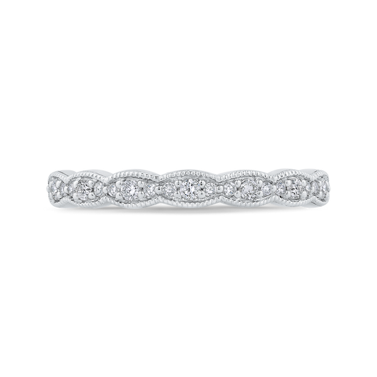 Round Diamond Half-Eternity Wedding Band in 14K White Gold