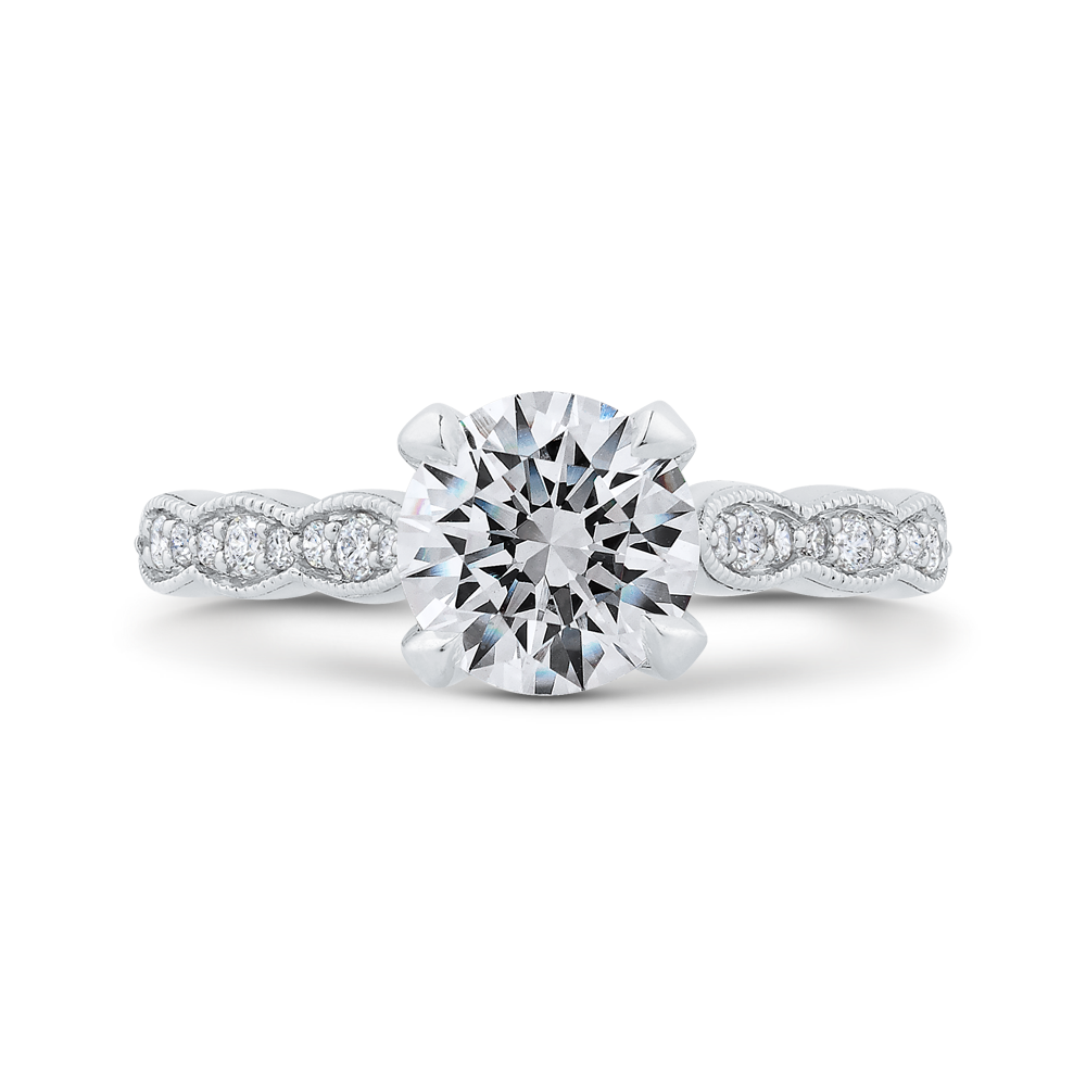 Round Diamond Engagement Ring in 14K White Gold (Semi-Mount)