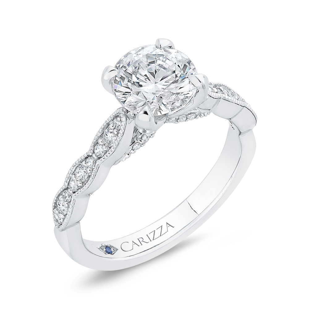 Round Diamond Engagement Ring in 14K White Gold (Semi-Mount)