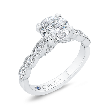 Round Diamond Engagement Ring in 14K White Gold (Semi-Mount)